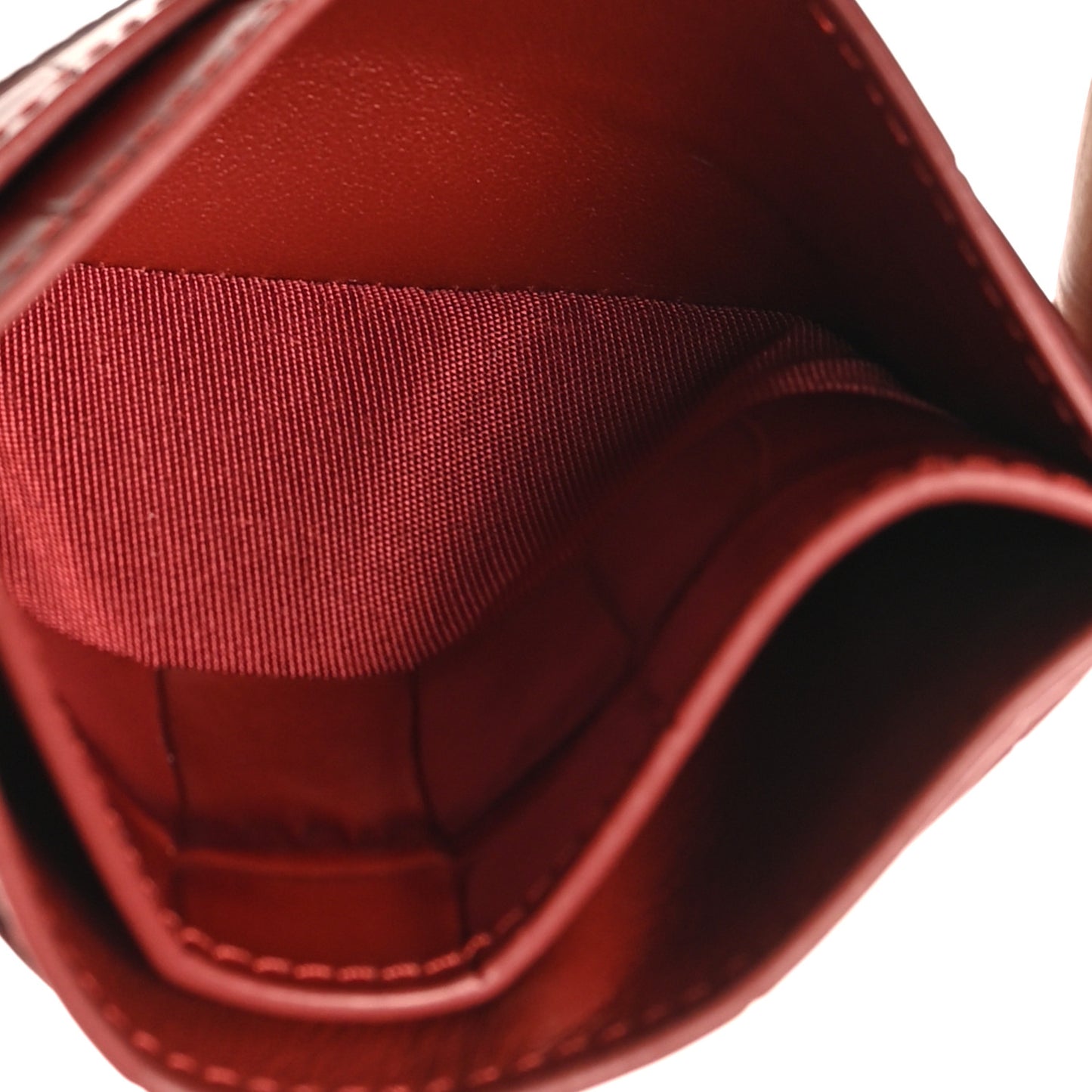 Calfskin Crocodile Embossed Crococo Card Holder Burgundy