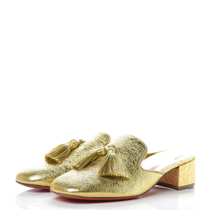 Christian Louboutin Calfskin Specchio Barry 35 Mules 39.5 Gold 3 of 8