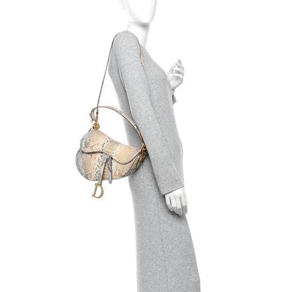 Christian Dior Metallic Snakeskin Saddle Bag Gold Multicolor 2 of 10