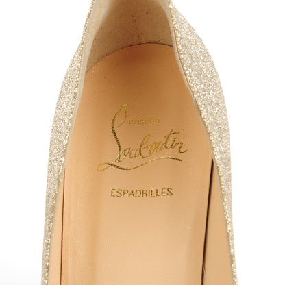 Christian Louboutin Glitter Puglia Espadrille Wedges 39 Platine 9 of 9
