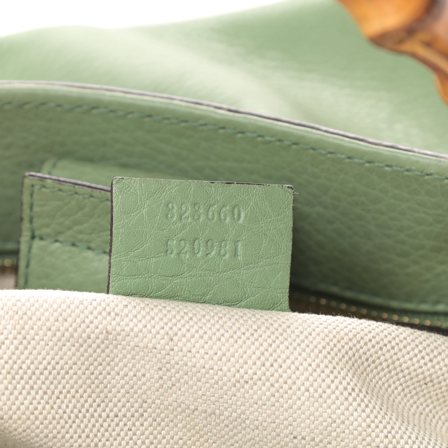 Pebbled Calfskin Medium Bamboo Shopper Tote Green