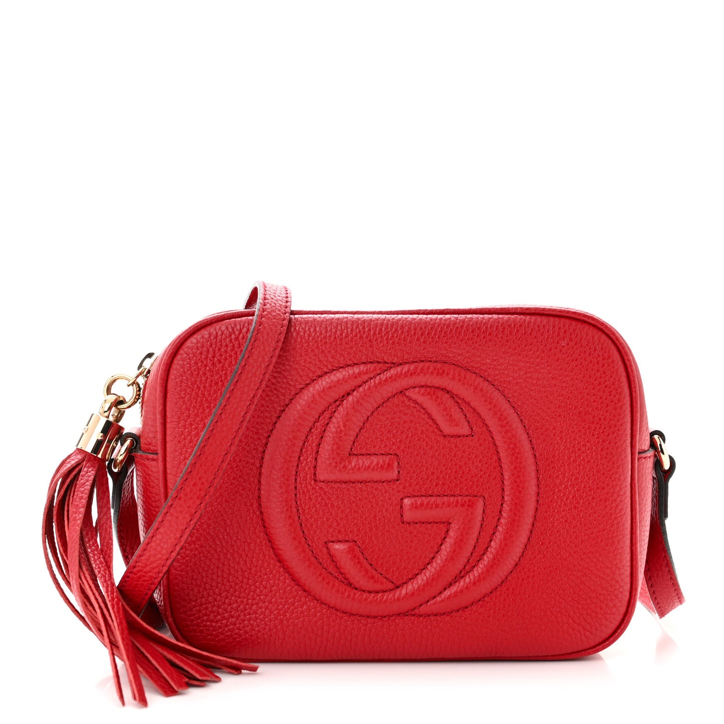 Pebbled Calfskin Small Soho Disco Bag Vibrant Red