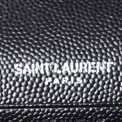 Saint Laurent Grain De Poudre Matelasse Chevron Monogram Chain Wallet Black 6 of 8