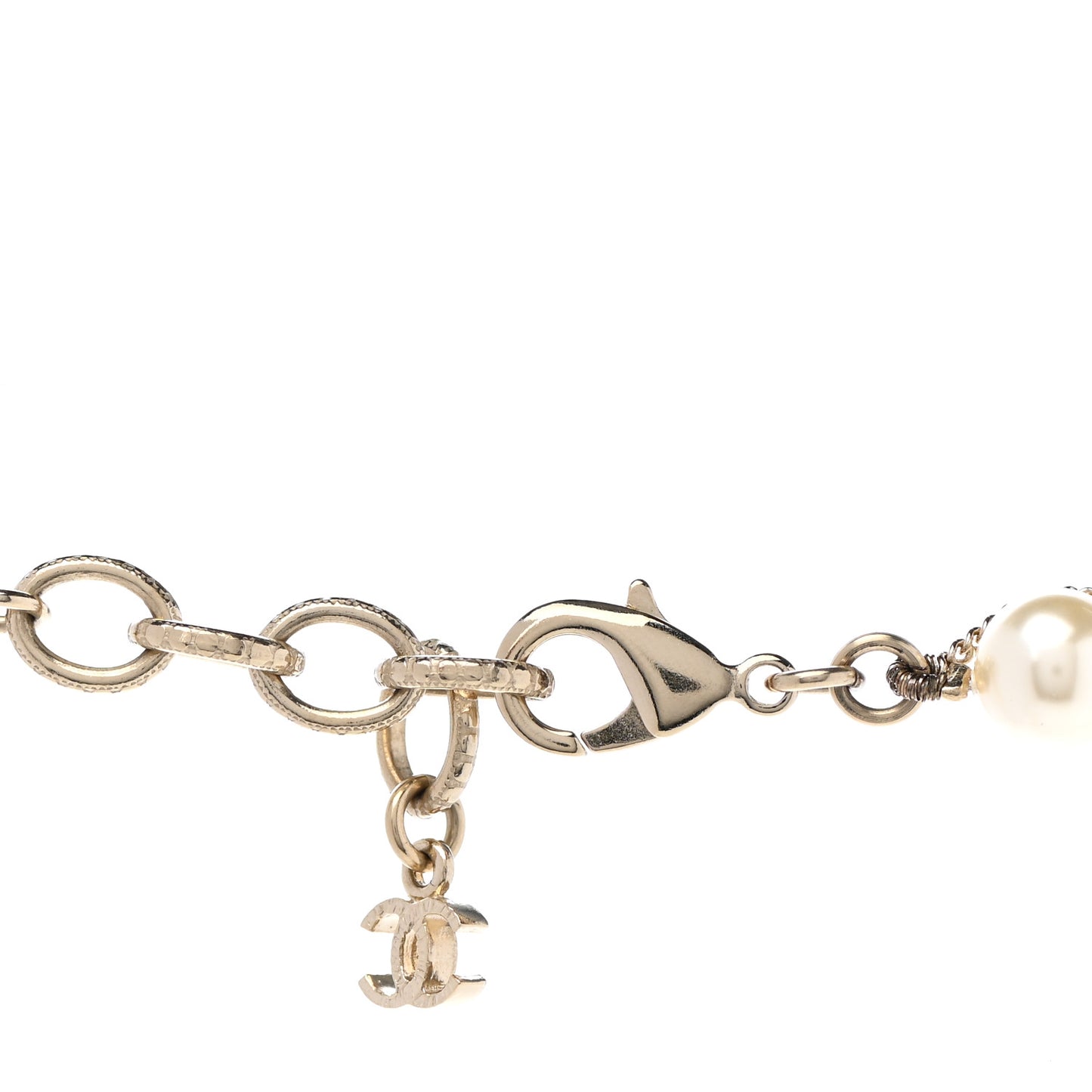 Graduated Pearl CC Long Necklace Gold