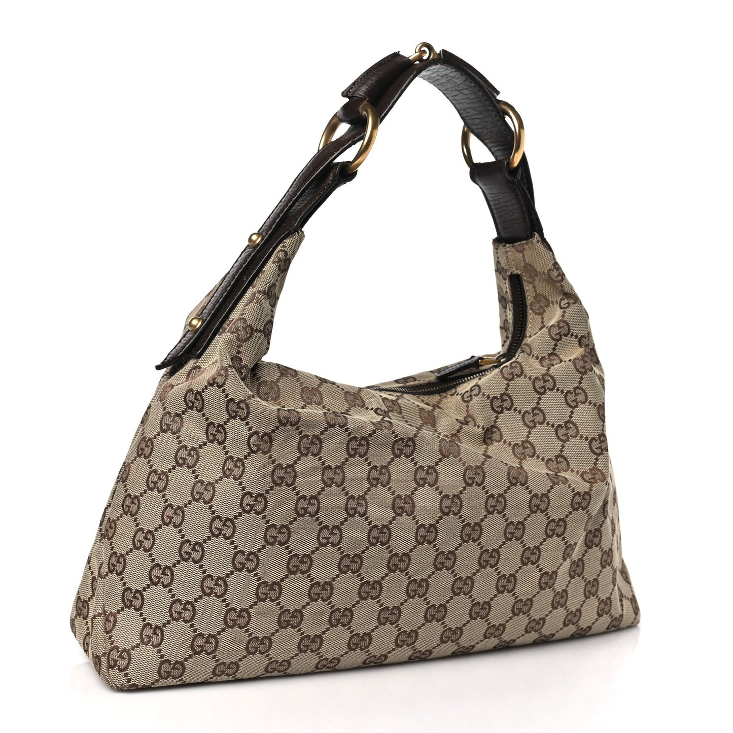 Monogram Medium Horsebit Chain Hobo Dark Brown