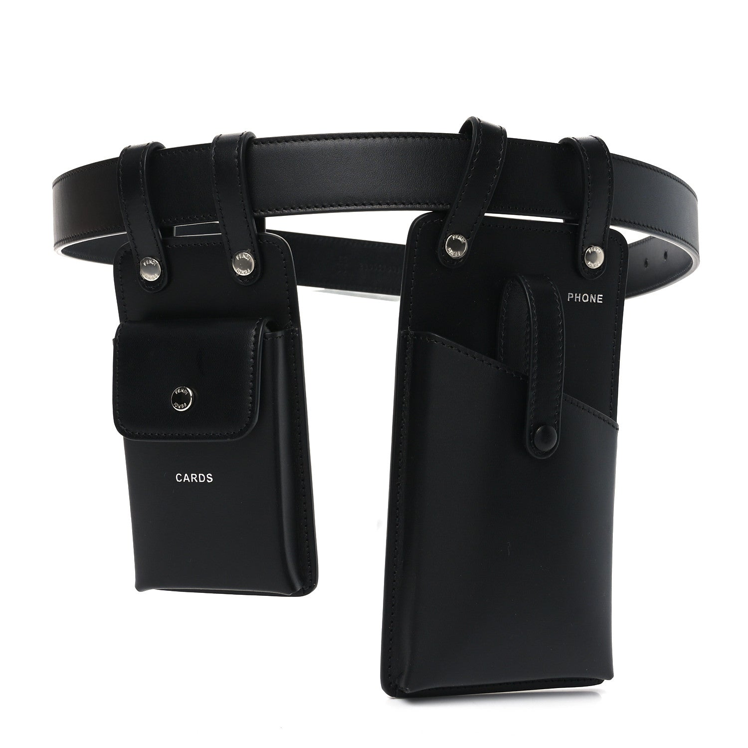 Fendi Vitello Glacier Utility Belt Pouch 85 34 Black 1 of 9