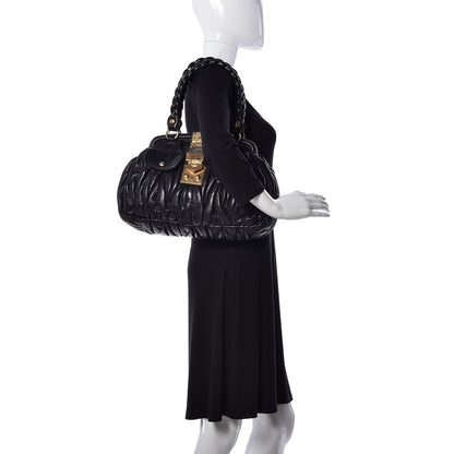 Miu Miu Nappa Matelasse Coffer Frame Tote Black 2 of 8