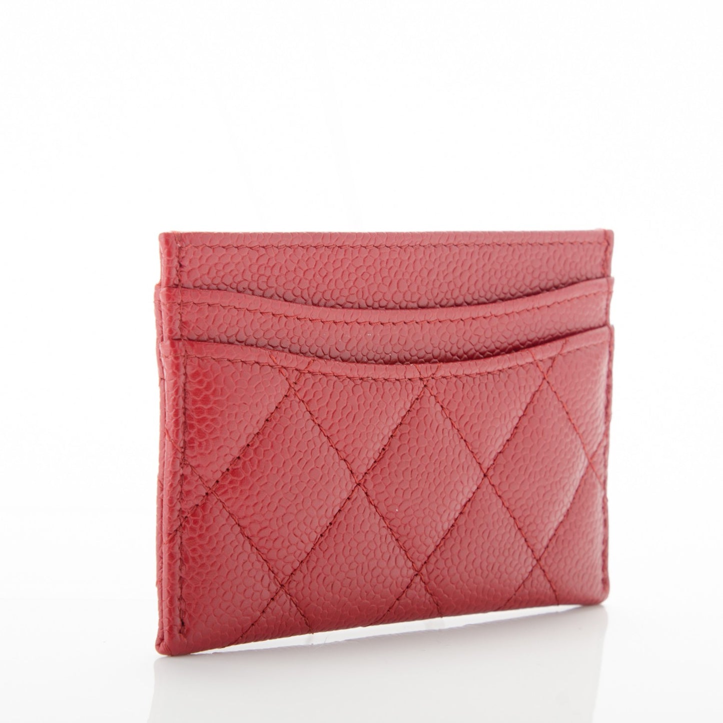Caviar Quilted Card Holder Red