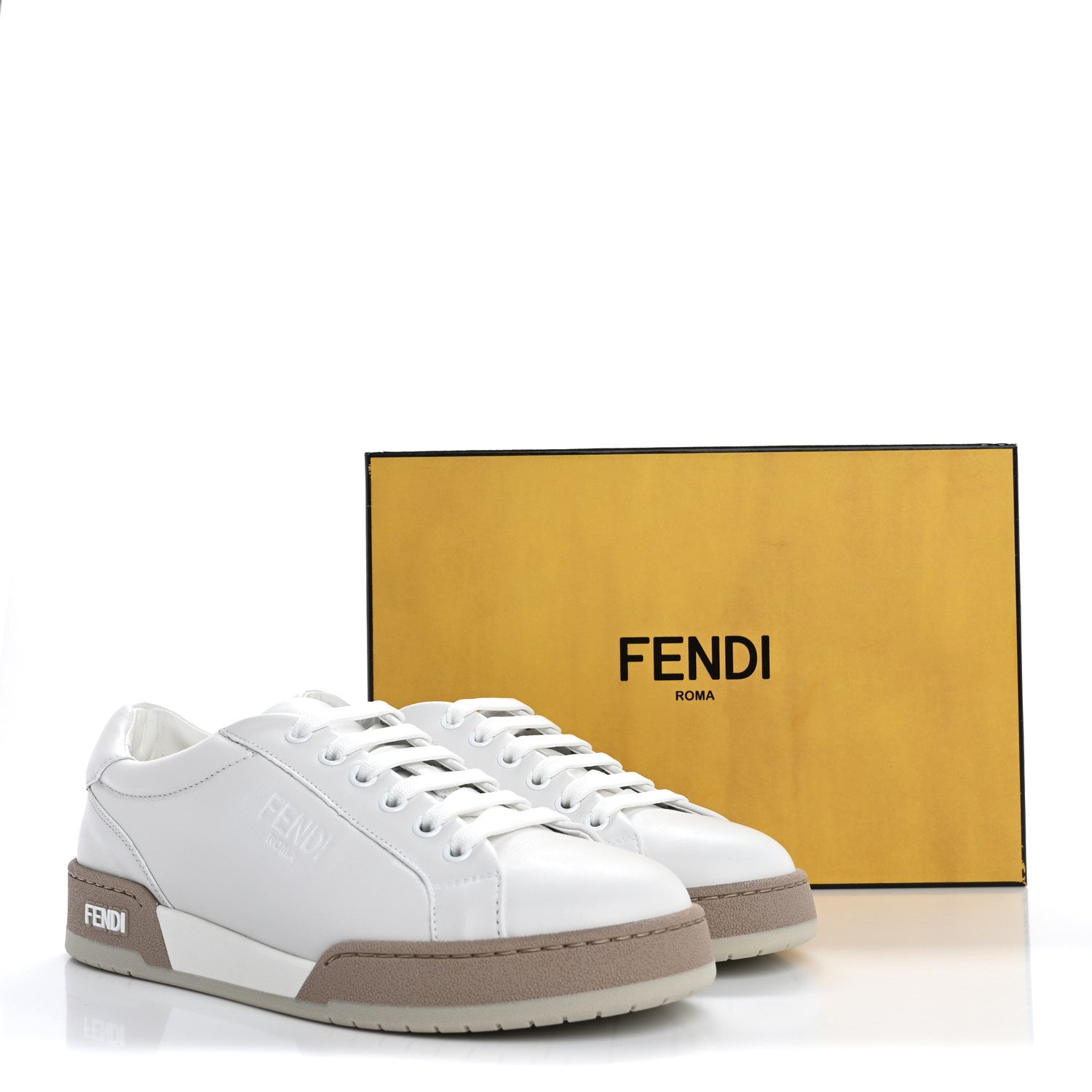 Fendi Calfskin Womens Fendi Match Low Top Sneakers 38 White Beige 16 of 16