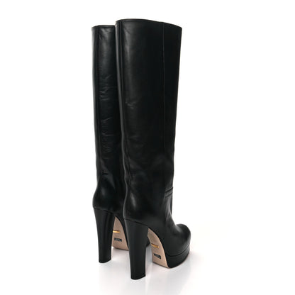 Gucci Calfskin Larius Knee High Boots 37.5 Black 4 of 7