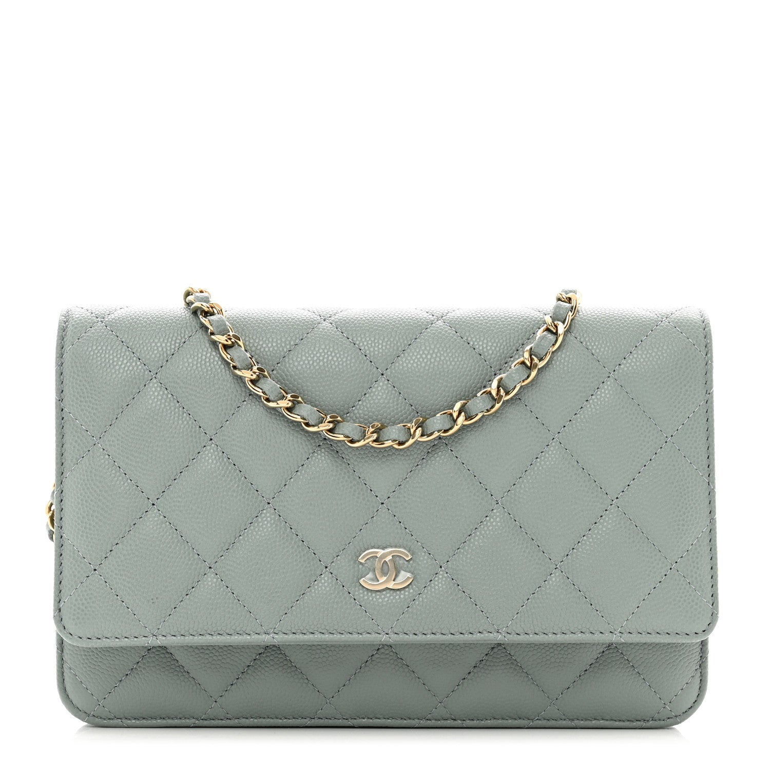 Chanel Caviar Quilted Wallet On Chain WOC Grey 1 of 12