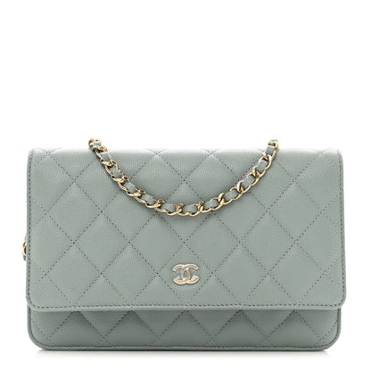 Chanel Caviar Quilted Wallet On Chain WOC Grey 1 of 12