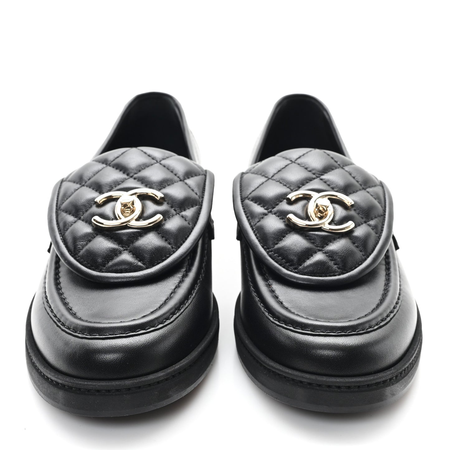 Lambskin Quilted CC Turnlock Loafers 39.5 Black