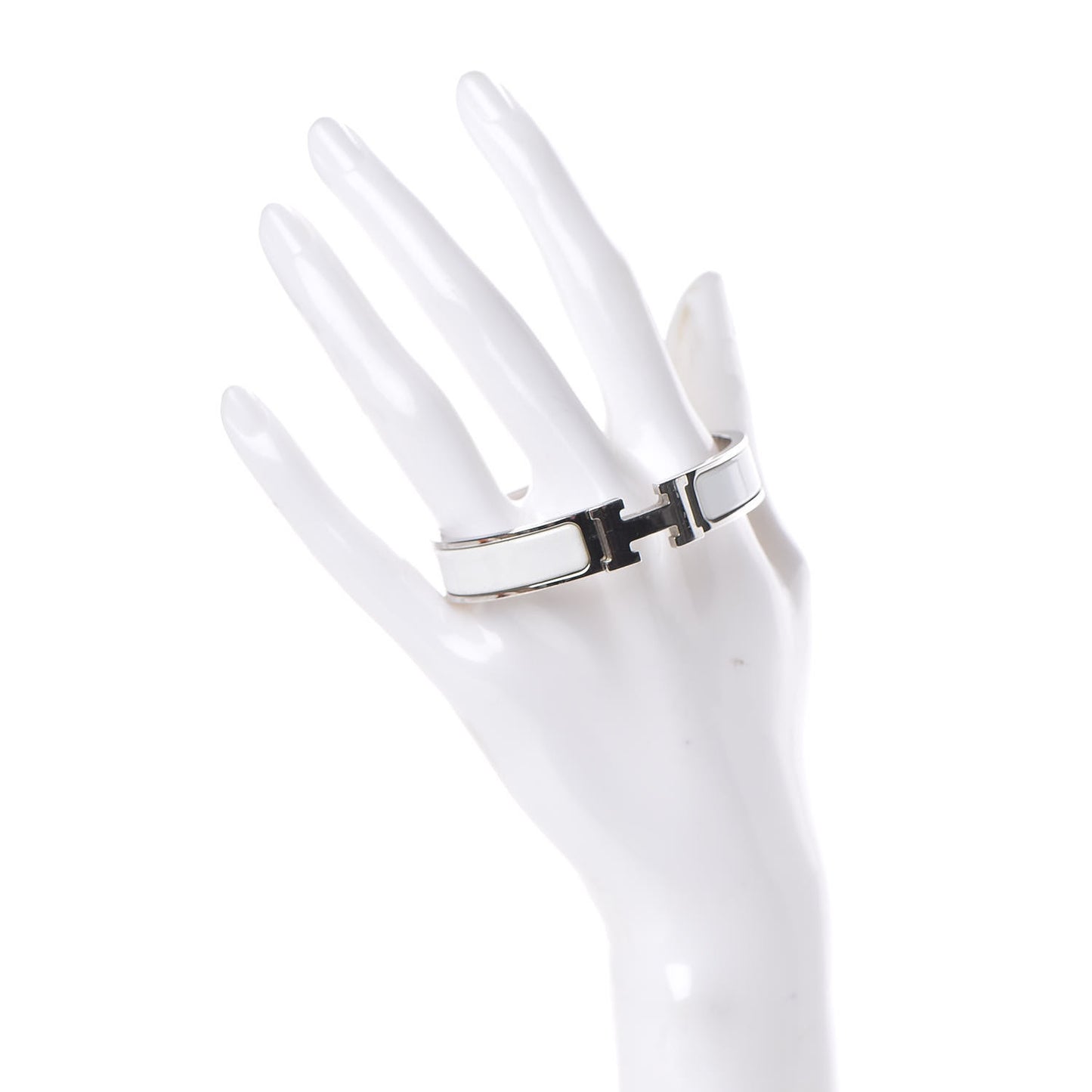 Enamel Narrow Clic Clac H Bracelet PM White