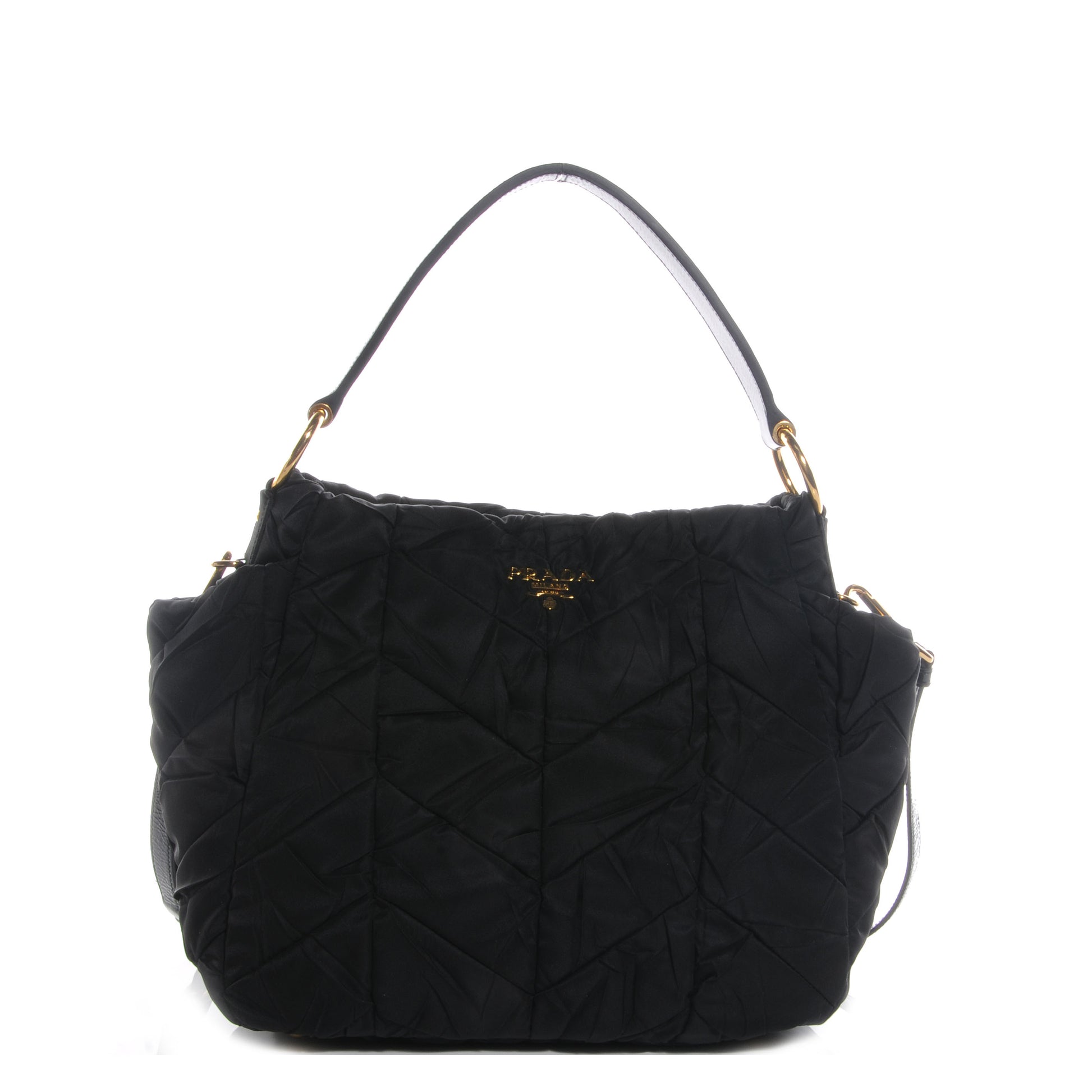Prada Tessuto Nylon Chevron Shoulder Bag Nero Black 1 of 9