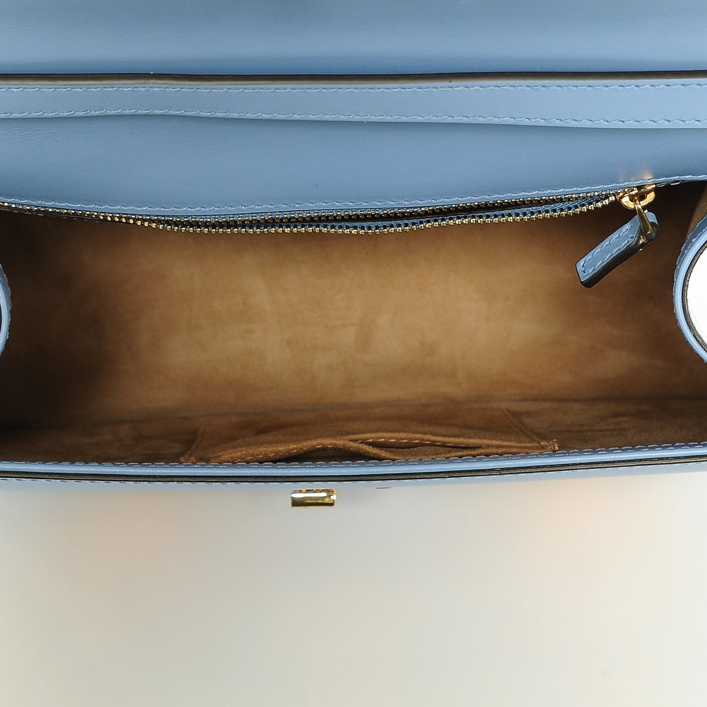Calfskin Embroidered Medium Sylvie Top Handle Bag Clear Sky Blue