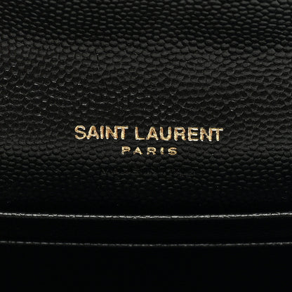 Saint Laurent Grain De Poudre Matelasse Chevron Small Monogram Envelope Wallet Black 6 of 6
