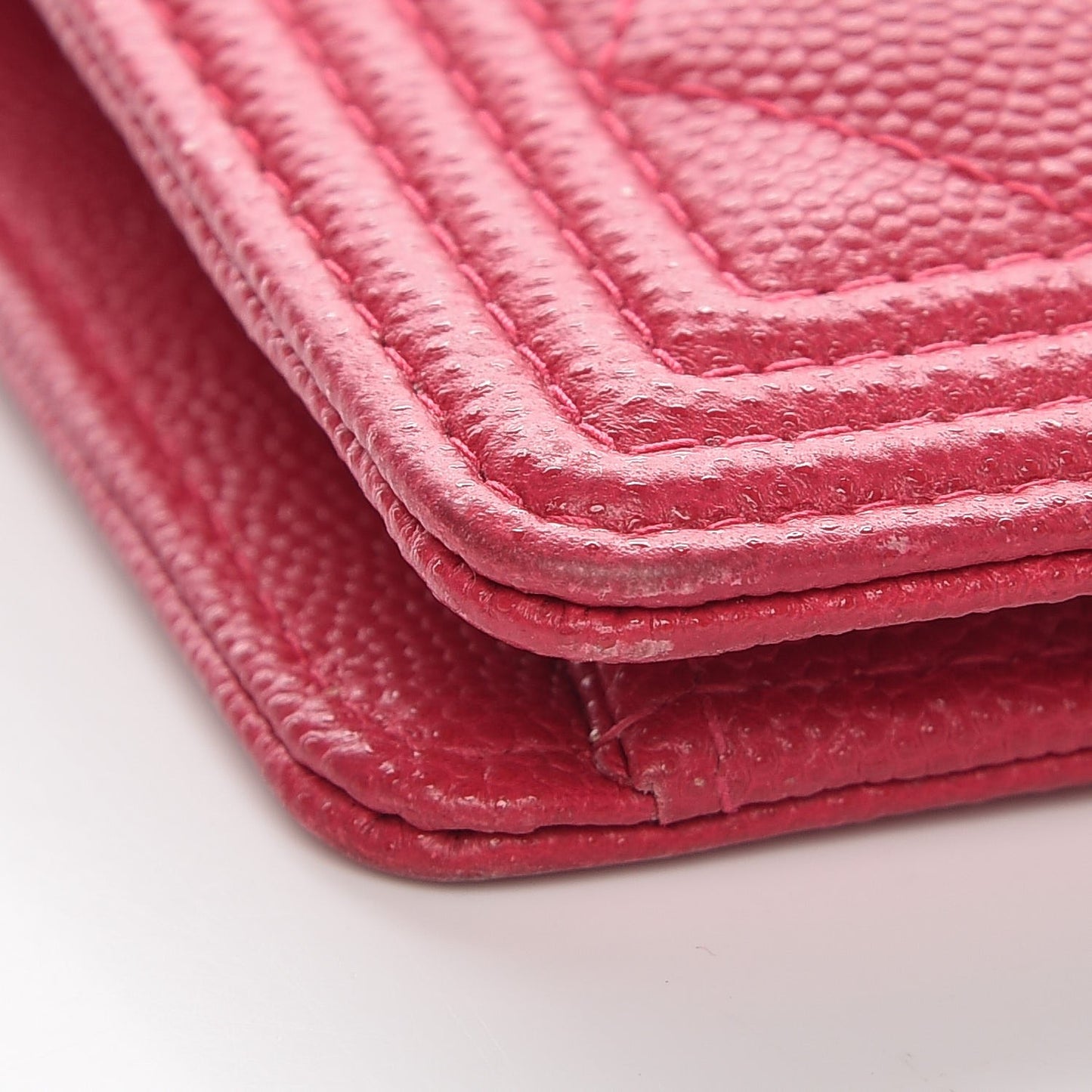 Caviar Quilted Boy Yen Wallet Fuchsia