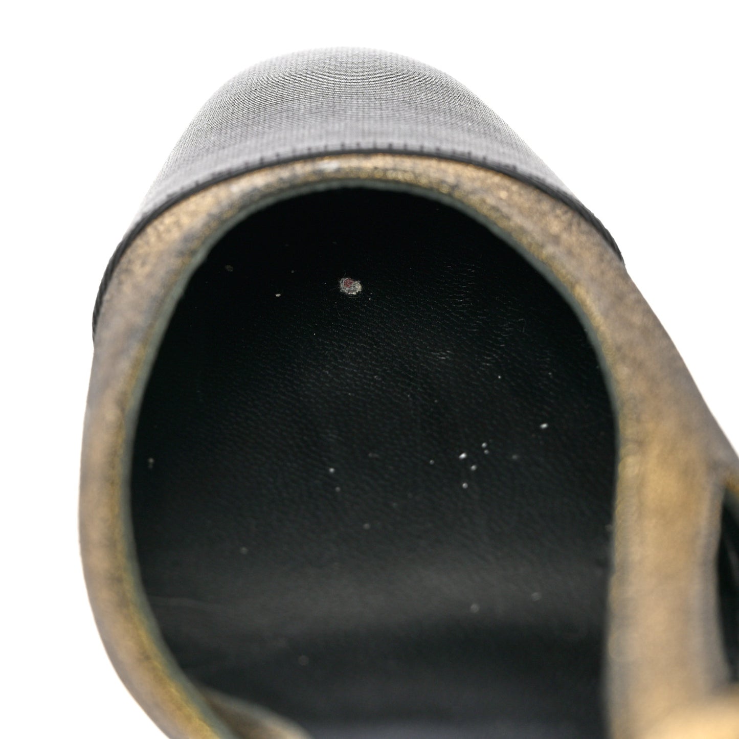 Metallic Lambskin Grosgrain Cap Toe CC Slingback Pumps 37 Gold Black