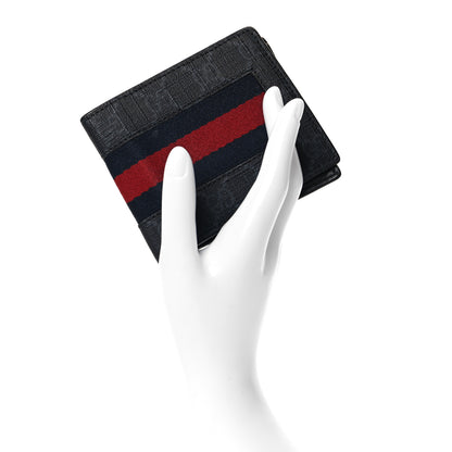 Gucci GG Supreme Monogram Selleria Calfskin Web New Web Bi-Fold Wallet Black 2 of 7