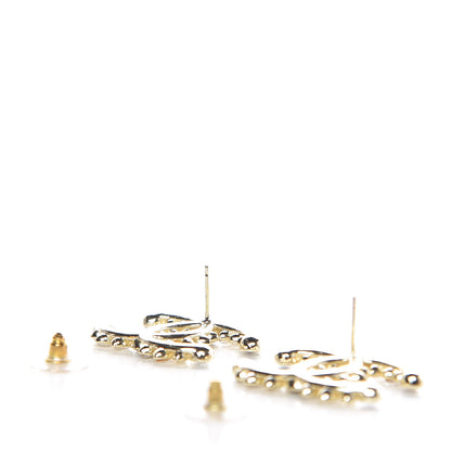 Chanel Strass Crystal Dazzling Wheat CC Earrings Blue Gold 4 of 5