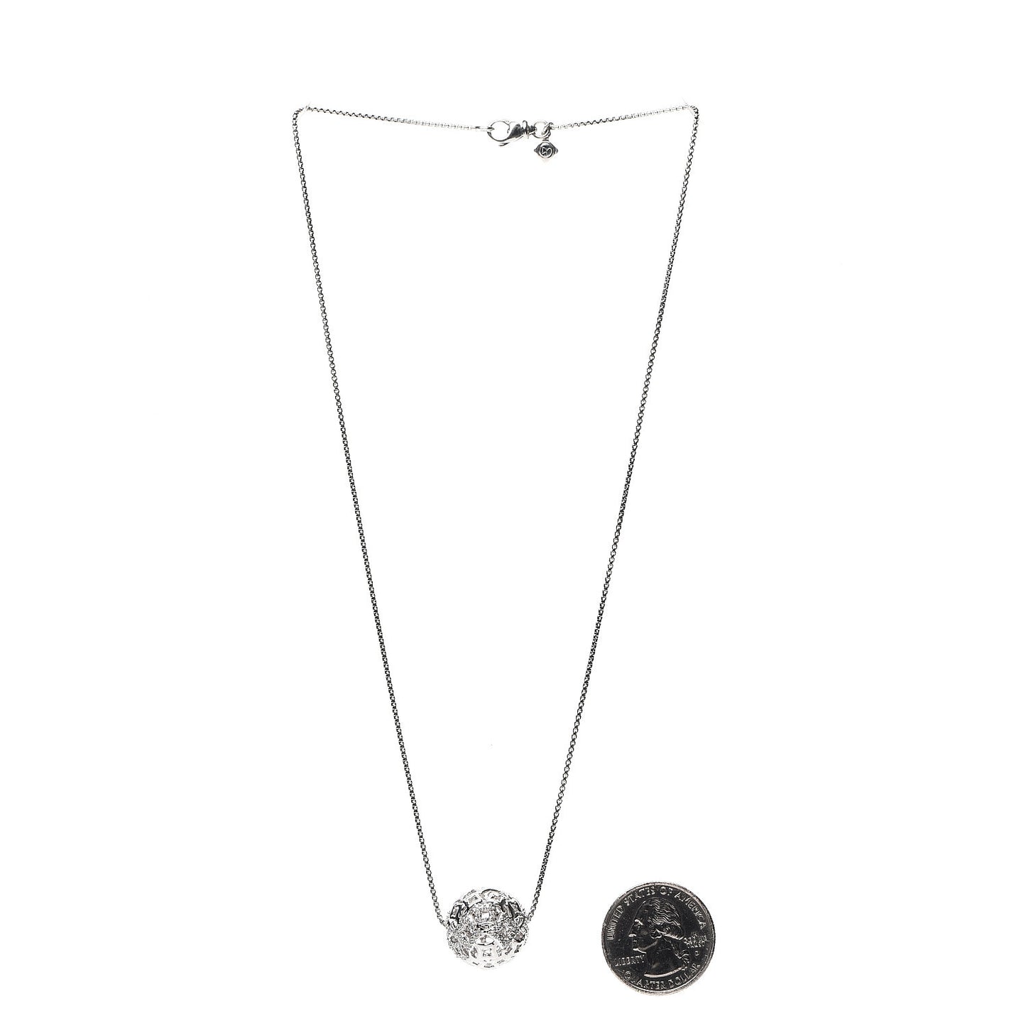 Sterling Silver Diamond Quatrefoil Ball Pendant Necklace