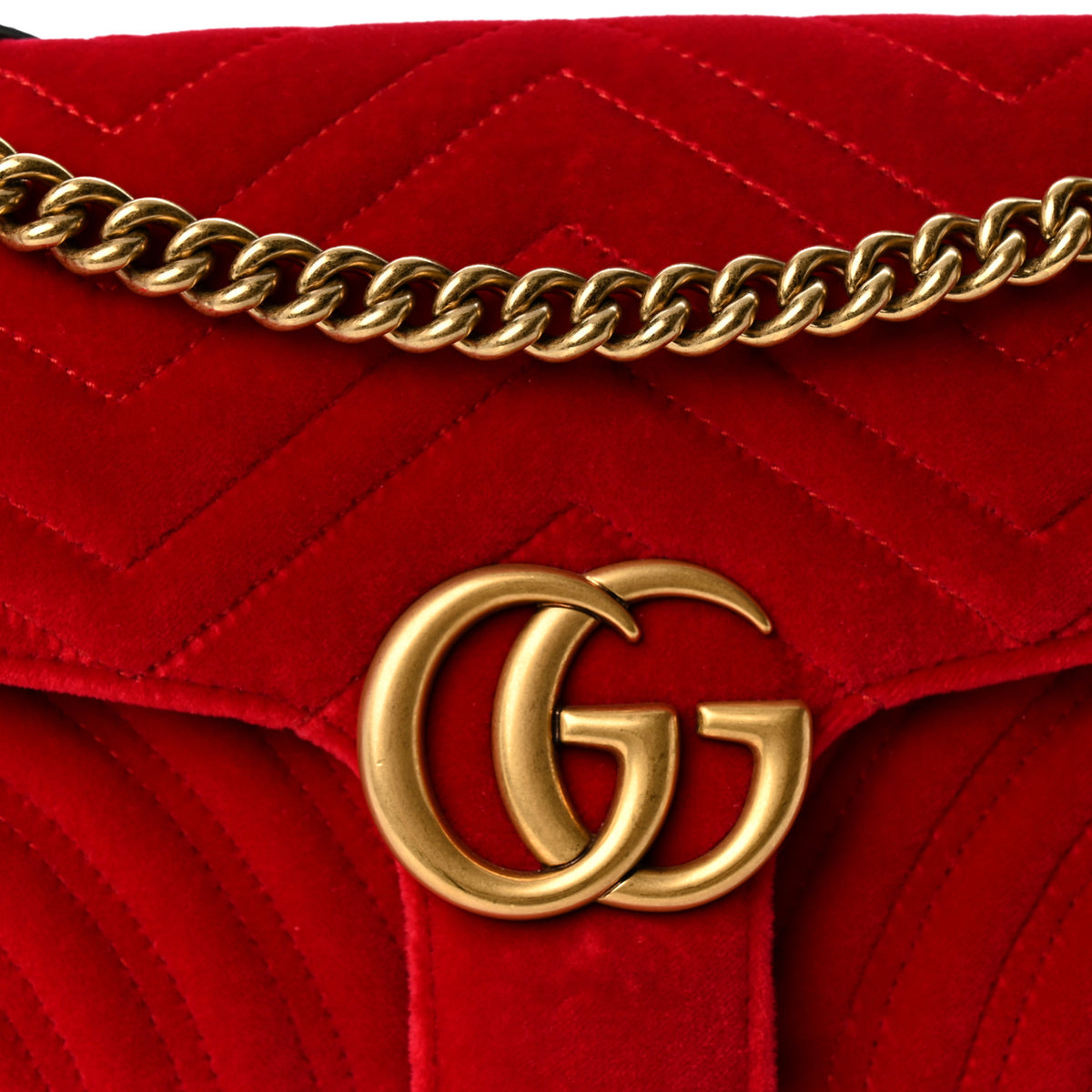 Gucci Velvet Matelasse Small GG Marmont Shoulder Bag Hibiscus Red 8 of 10