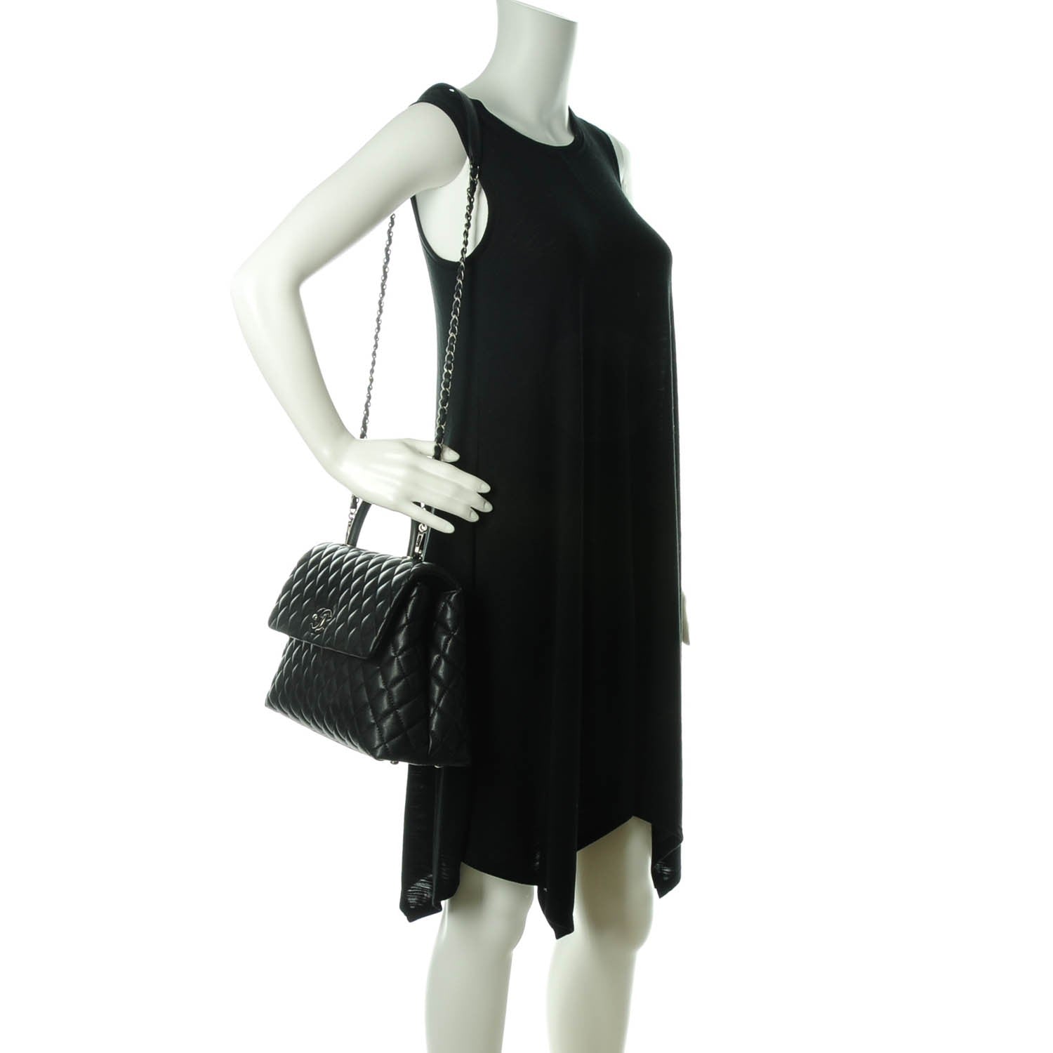 Chanel Caviar Quilted Medium Coco Handle Flap Black 2 of 8
