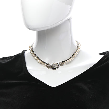 Chanel Pearl Crystal Lambskin CC Choker Gold Black 2 of 5