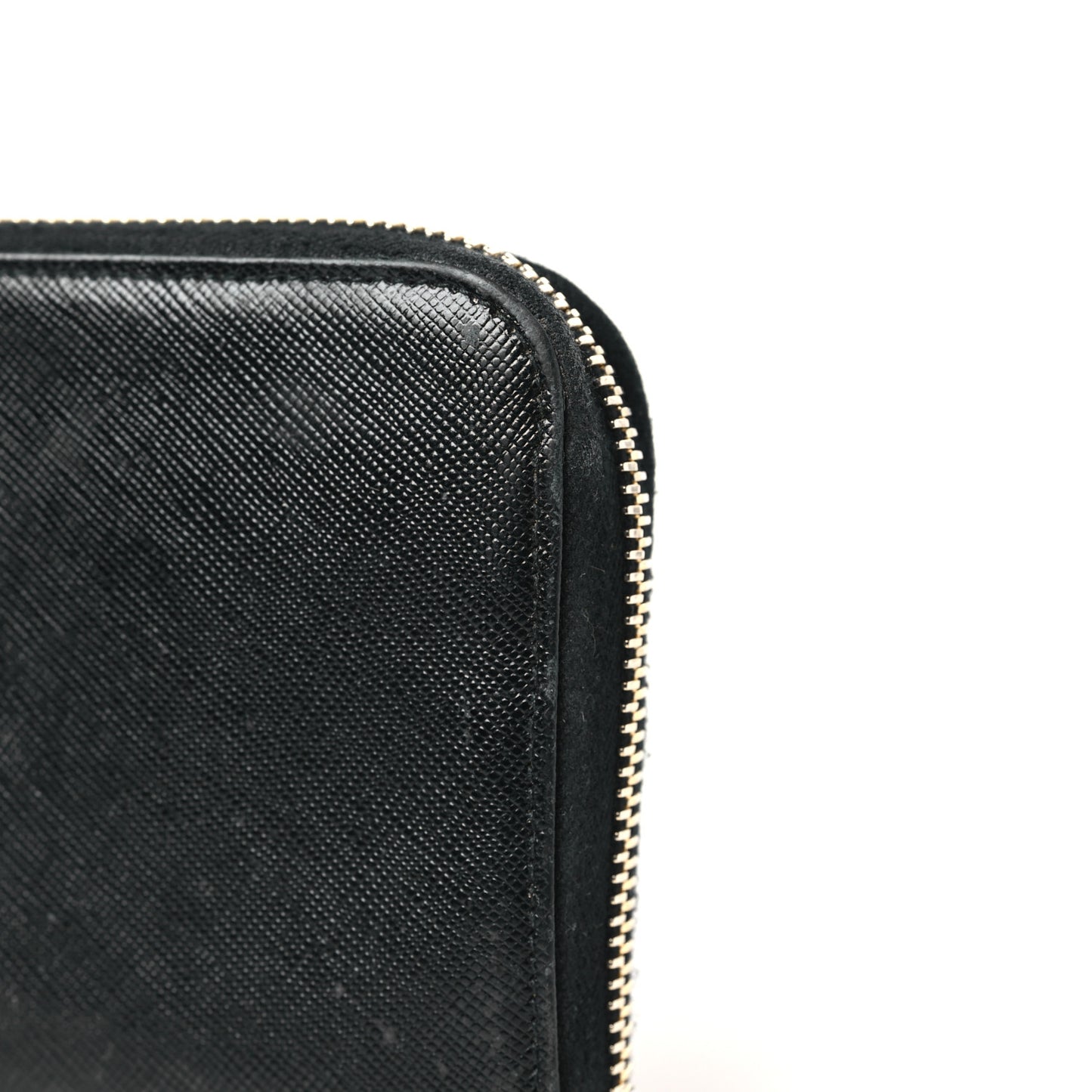 Saffiano Metal Zip Around Wallet Black