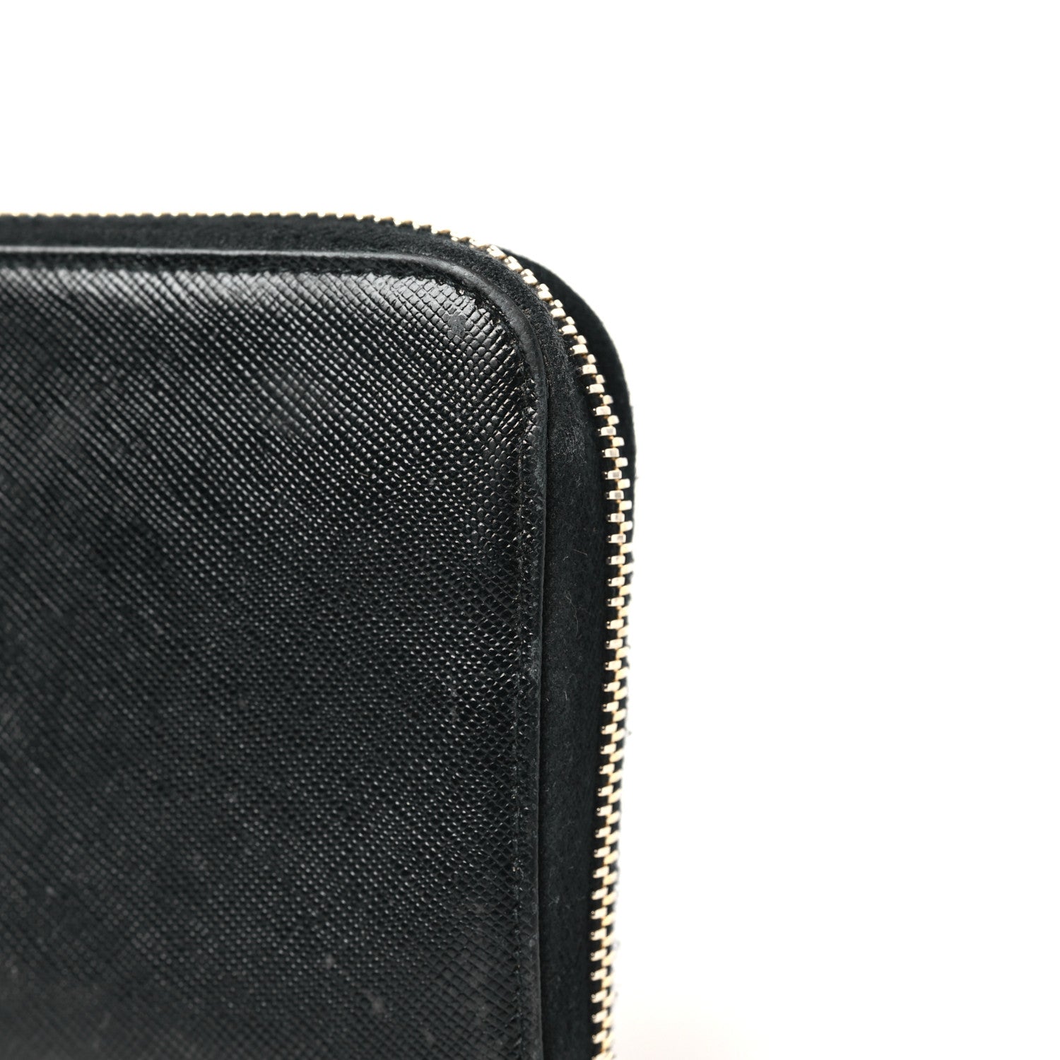 Prada Saffiano Metal Zip Around Wallet Black 9 of 10