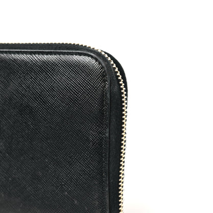 Prada Saffiano Metal Zip Around Wallet Black 9 of 10