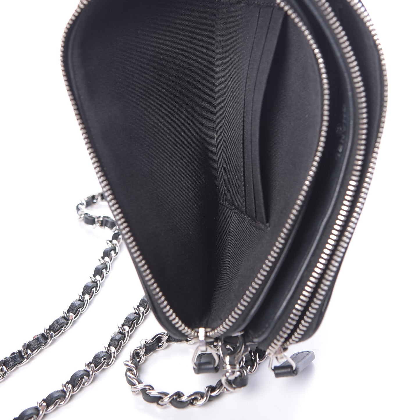 Lambskin Camellia Embossed Small Clutch With Chain Black