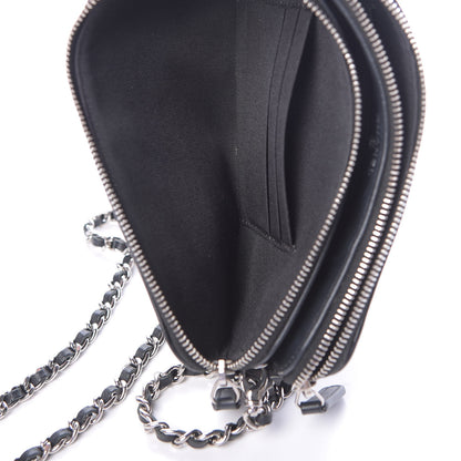 Chanel Lambskin Camellia Embossed Small Clutch With Chain Black 7 of 16