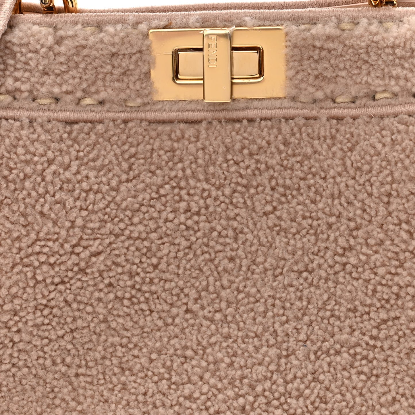 Curly Shearling Shiny Nappa Small Peekaboo I SEE U Satchel Rosa Plaster
