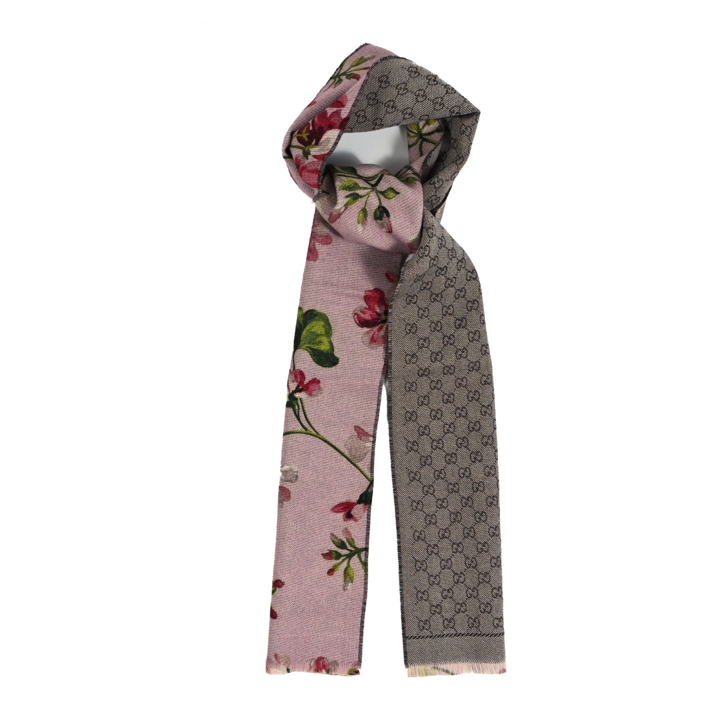 Wool GG Monogram Miniorophin Scarf Shell Pink