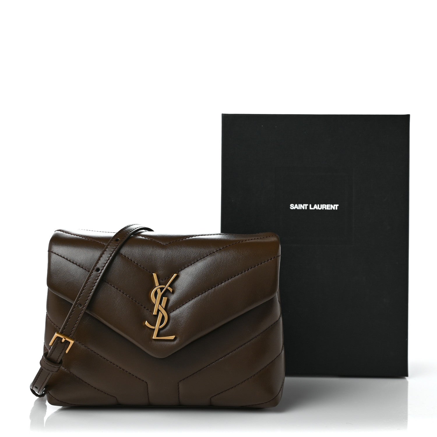 Saint Laurent Calfskin Y Quilted Monogram Toy Loulou Crossbody Bag Soil Brown 9 of 9