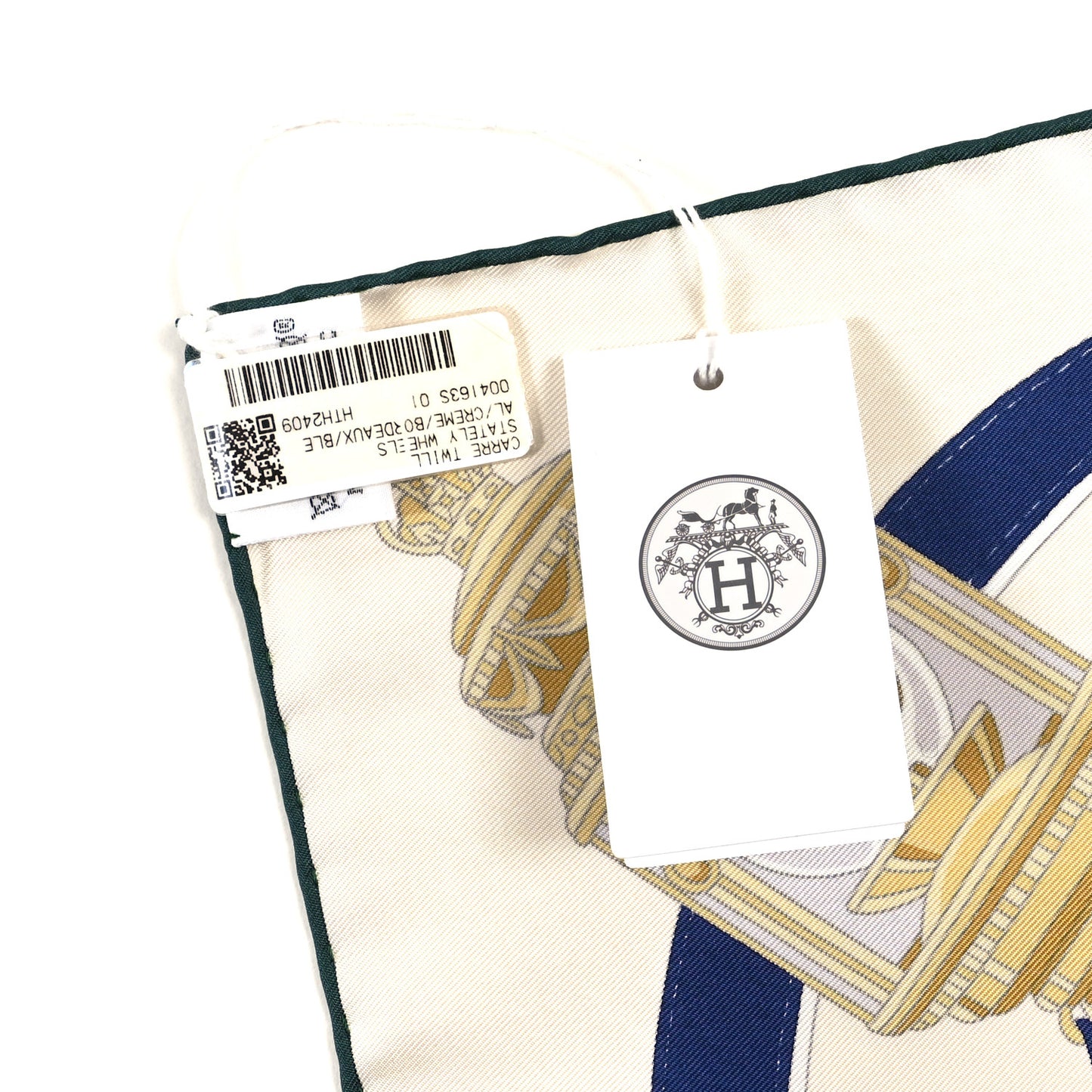 Silk Stately Wheels Scarf 90 Creme Bordeaux Bleu