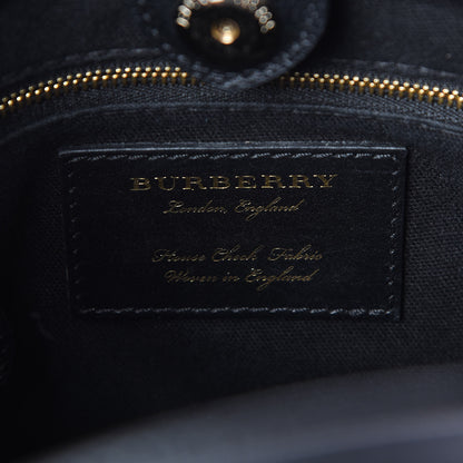 Burberry Grainy Calfskin House Check Small Banner Tote Black 8 of 9