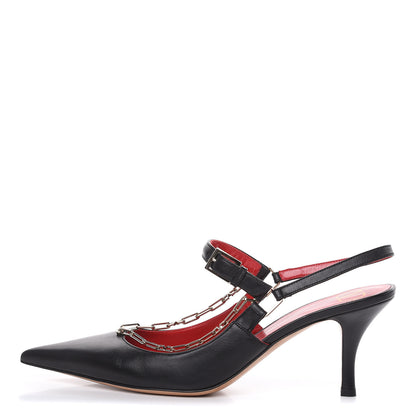 Valentino Garavani Smooth Calfskin Chain Slingback Pumps 39.5 Black 1 of 11