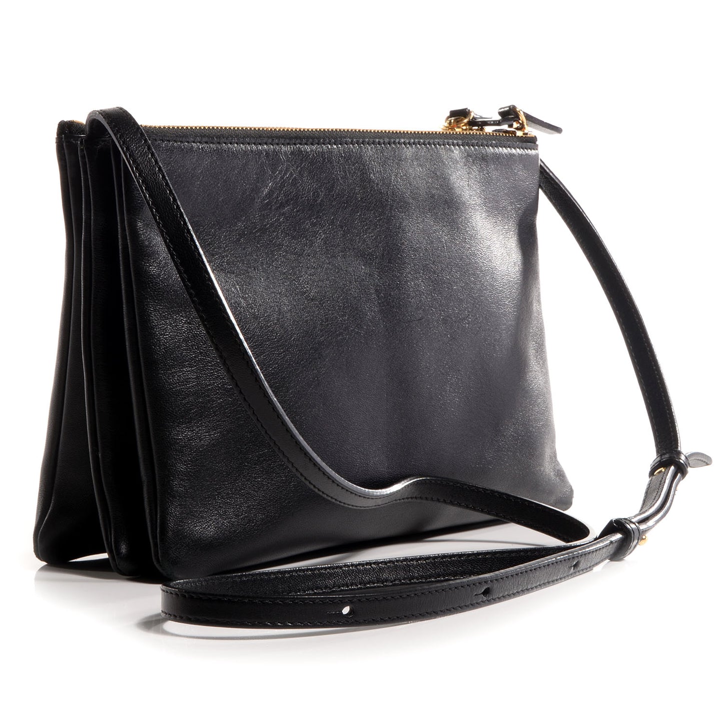 Lambskin Large Trio Crossbody Bag Black