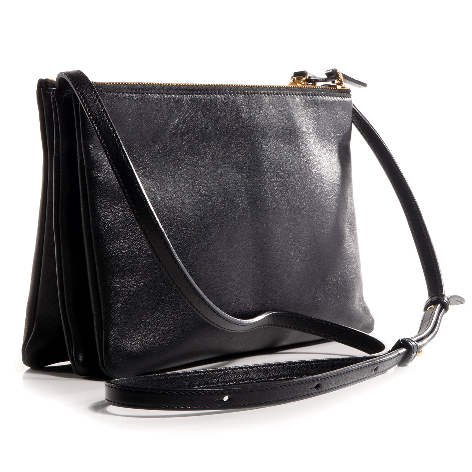 Celine Lambskin Large Trio Crossbody Bag Black 3 of 8