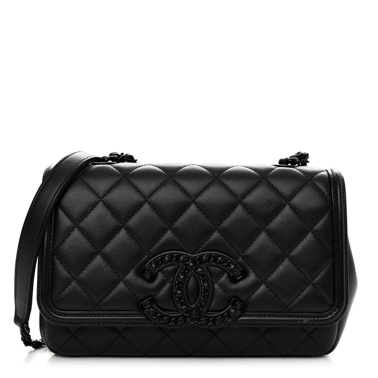 Lambskin Quilted Small CC Filigree Flap Black