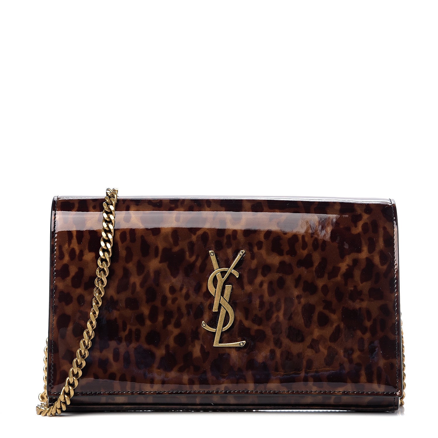Saint Laurent Patent Monogram Chain Wallet Tortoiseshell 1 of 8