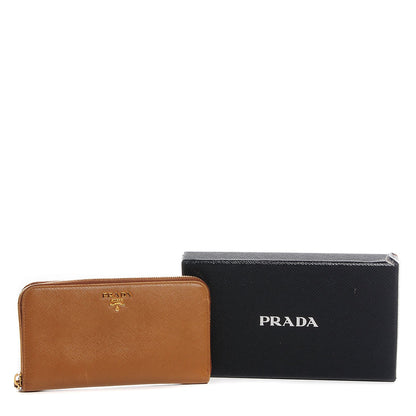 Prada Saffiano Metal Zip Around Wallet Caramel 8 of 8