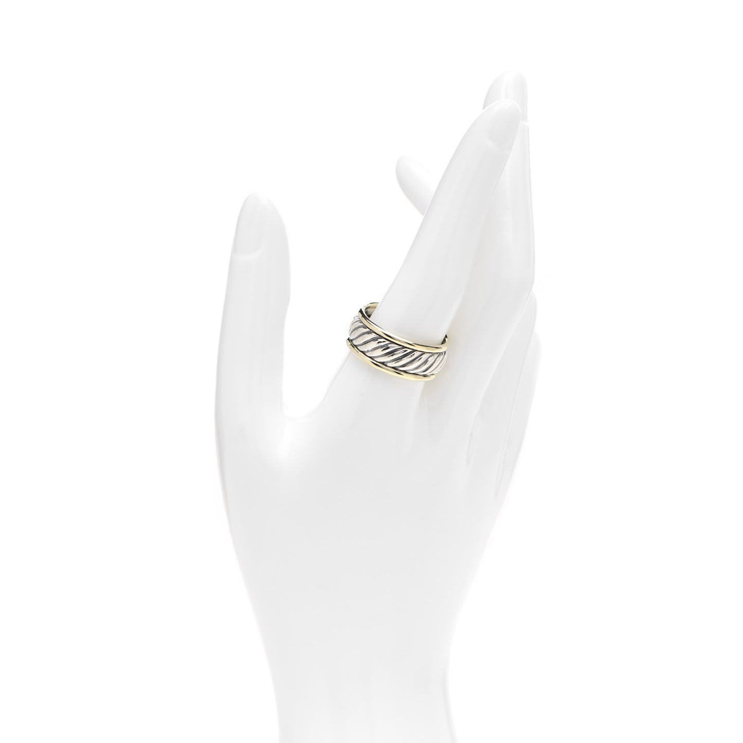 Sterling Silver 14K Yellow Gold Cable Band Ring 62 10