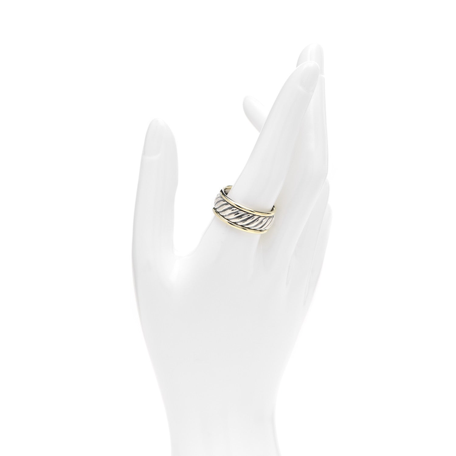 David Yurman Sterling Silver 14K Yellow Gold Cable Band Ring 62 10 3 of 5