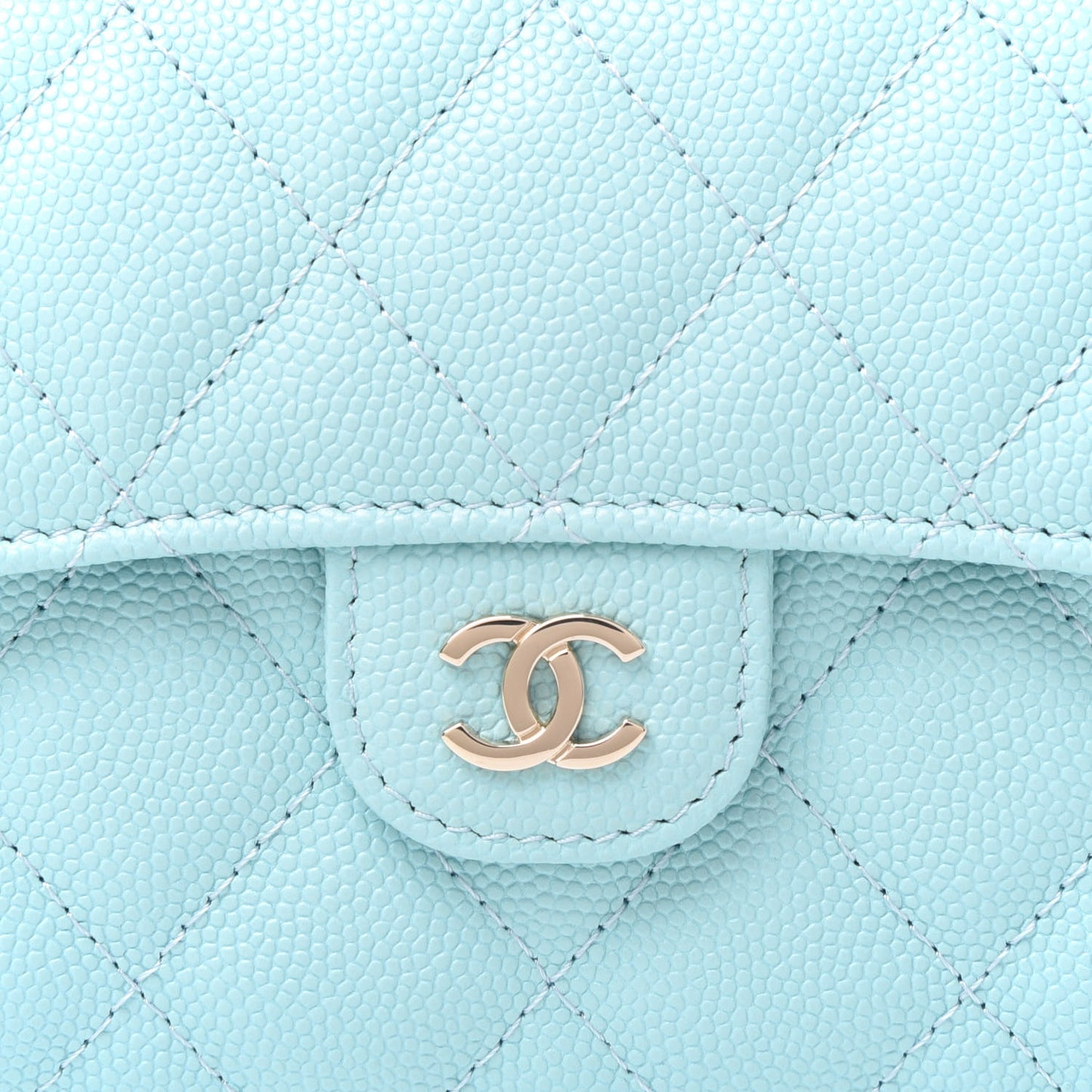 Caviar Quilted Medium Flap Wallet Light Blue