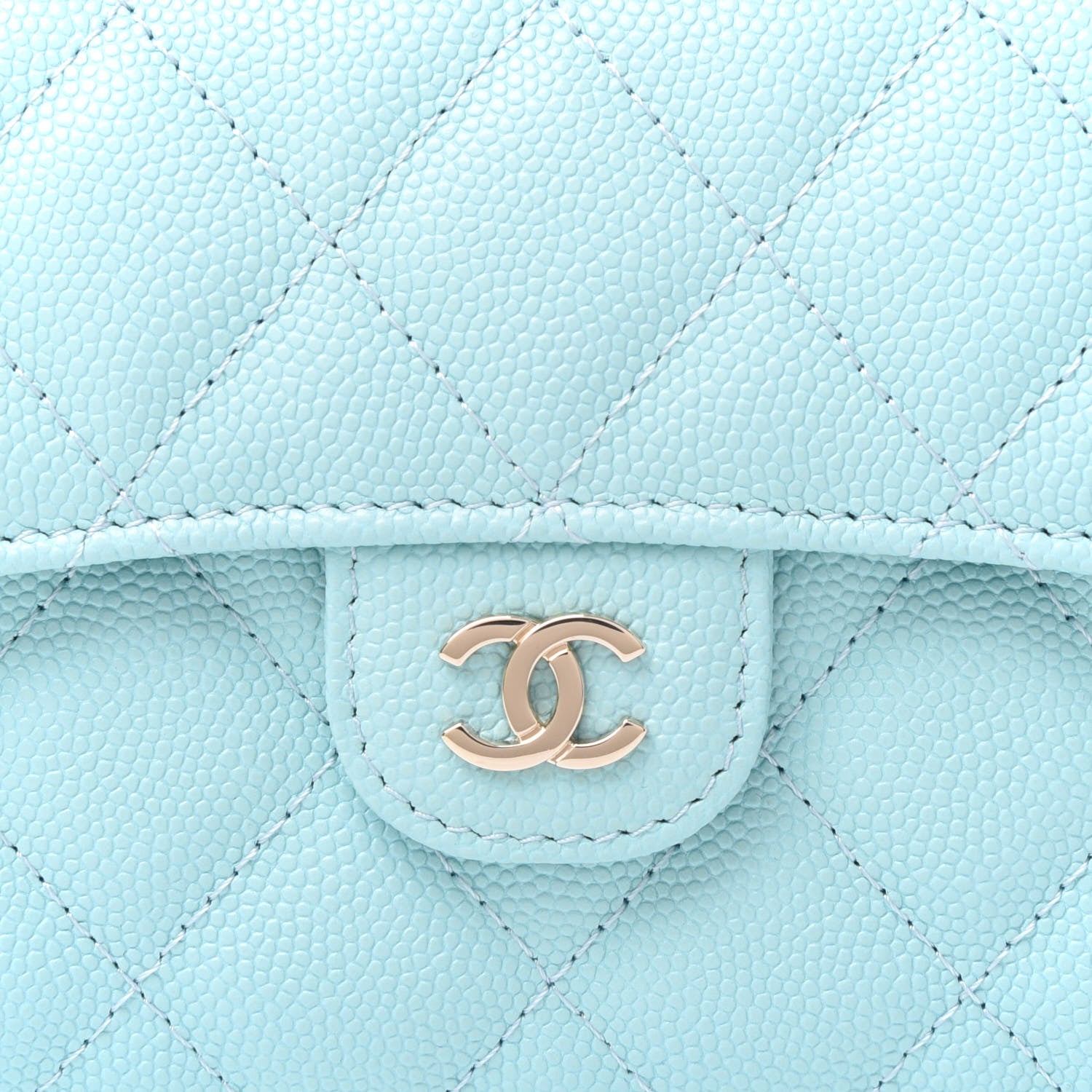 Chanel Caviar Quilted Medium Flap Wallet Light Blue 9 of 10