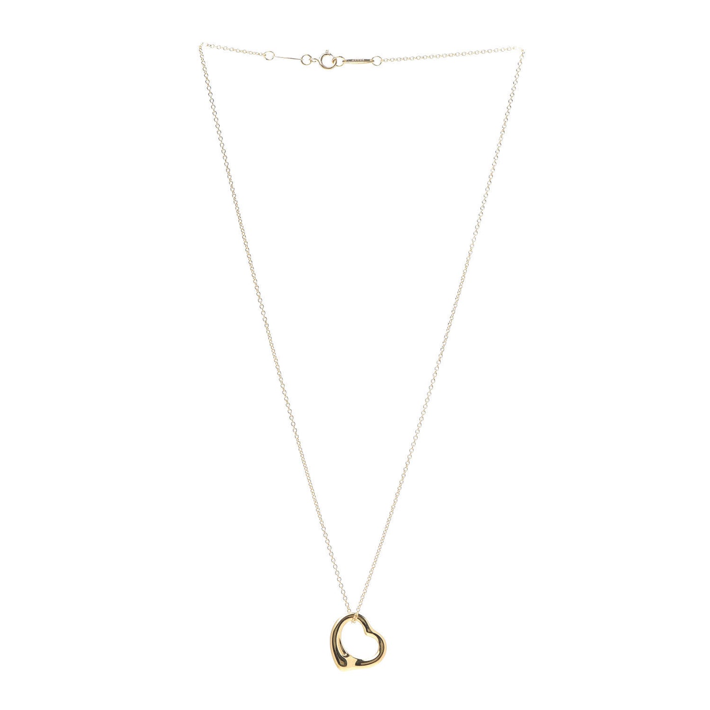 18K Yellow Gold 16mm Elsa Peretti Open Heart Pendant Necklace